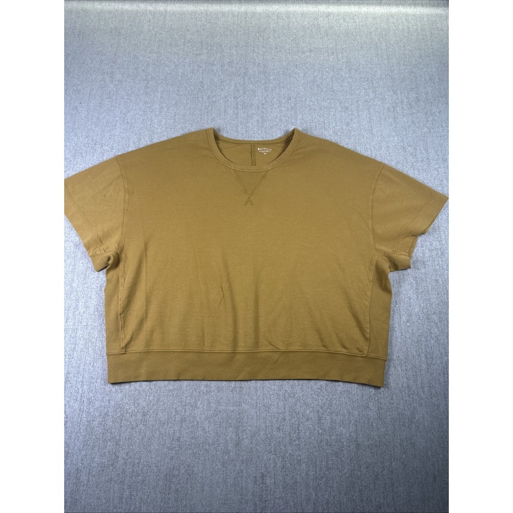 Athleta Oversized Short Sleeve Sweatshirt Pullover Yellow Gold Women's Sz XL